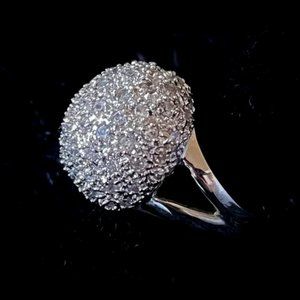 Kiam Family Pavé Ball rhodium plated ring sz 9 NEW!